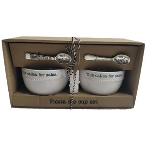 Mud Pie Fiesta Dip Cup Set with Spoons Salsa Bowls NEW IN BOX NIB